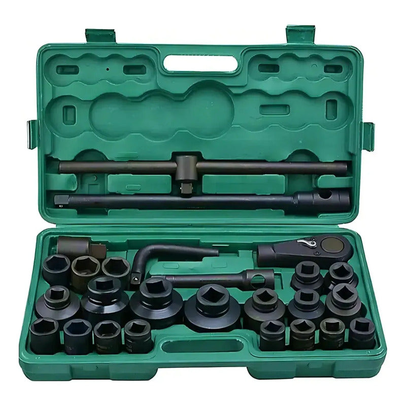 Maleta De Dados De Impacto 1'' Y 3/4 Profesional 26 Piezas Negro