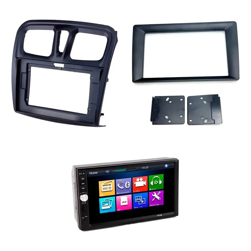 Kit Radio Renault: Bisel 9 Symbol Sandero 2014 + Radio 2 Din Mirror Link + Adaptador 9 A 7
