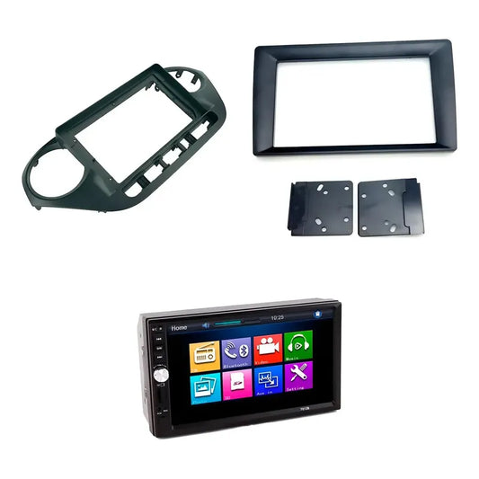 Kit Radio Hyundai: Bisel I10 2014+ 9 Negro + Radio 2 Din Mirror Link Mp5 + Adaptador 9 A 7