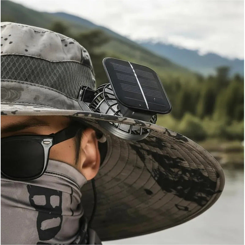 Sombrero Ventilador Solar Integrado Para Verano Con Usb Gris L Camuflaje