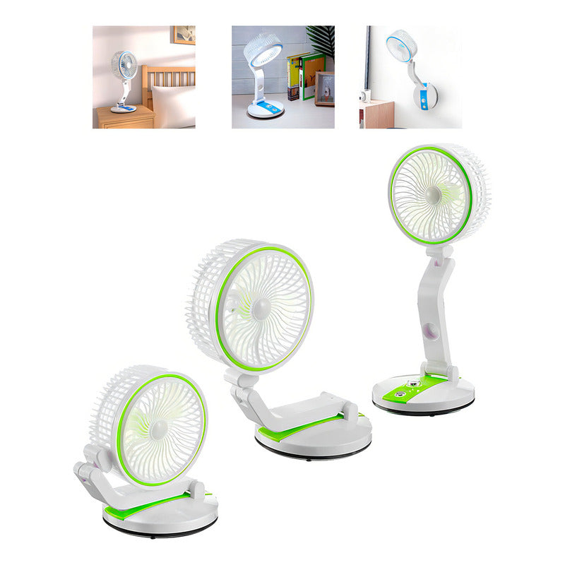 Ventilador De Mesa Plegable Recargable Genérica Con Luz Y Oscilación En Azul 18 Cm