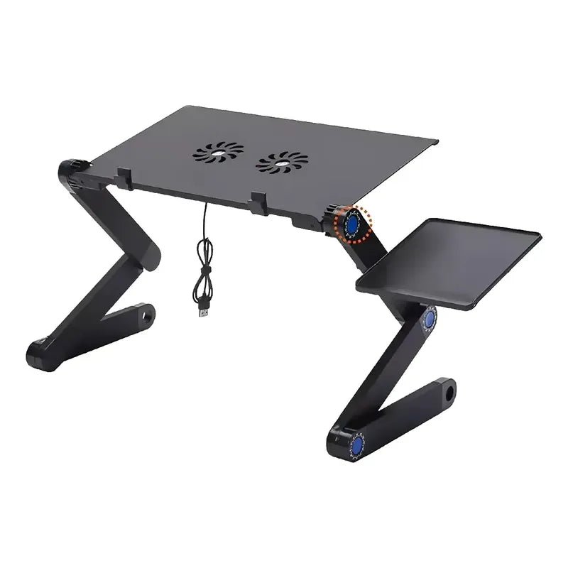 Soporte De Laptop Elevador Notebook Plegable Con Ventilador Gris Oscuro