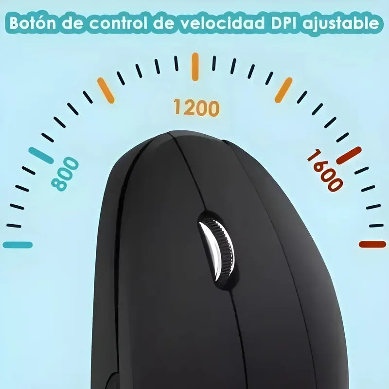 Mouse Vertical Inalámbrico Ergonómico Ideal Oficina Y Hogar Negro