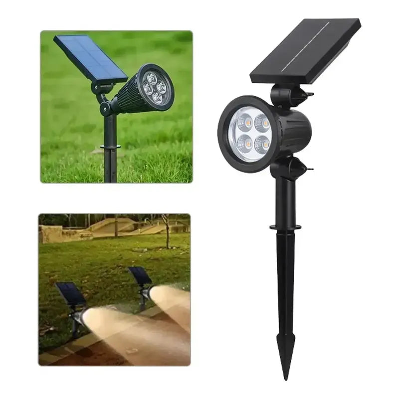 X3 Foco Solar Cesped Luz Estaca Aire Libre Jardin Foco Led Negro