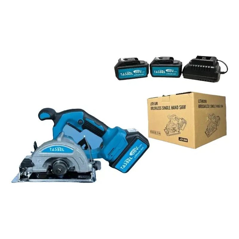 Sierra Circular Inalambrica Portatil + Disco De Corte 50 Azul Petróleo