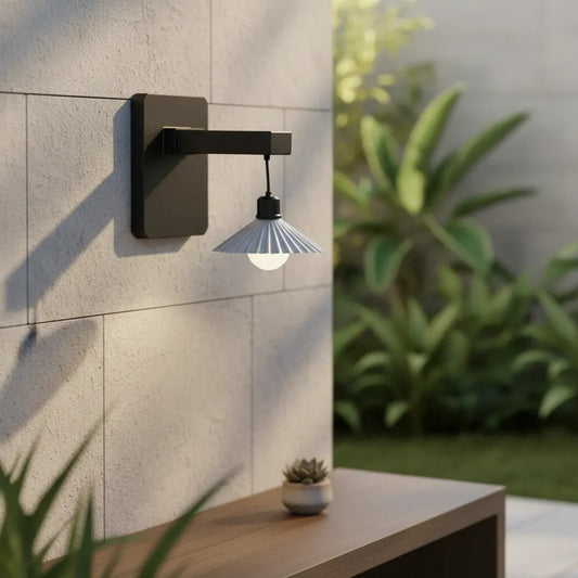 Aplique Solar Exterior De Pared Luz Impermeable Decorativa Negro