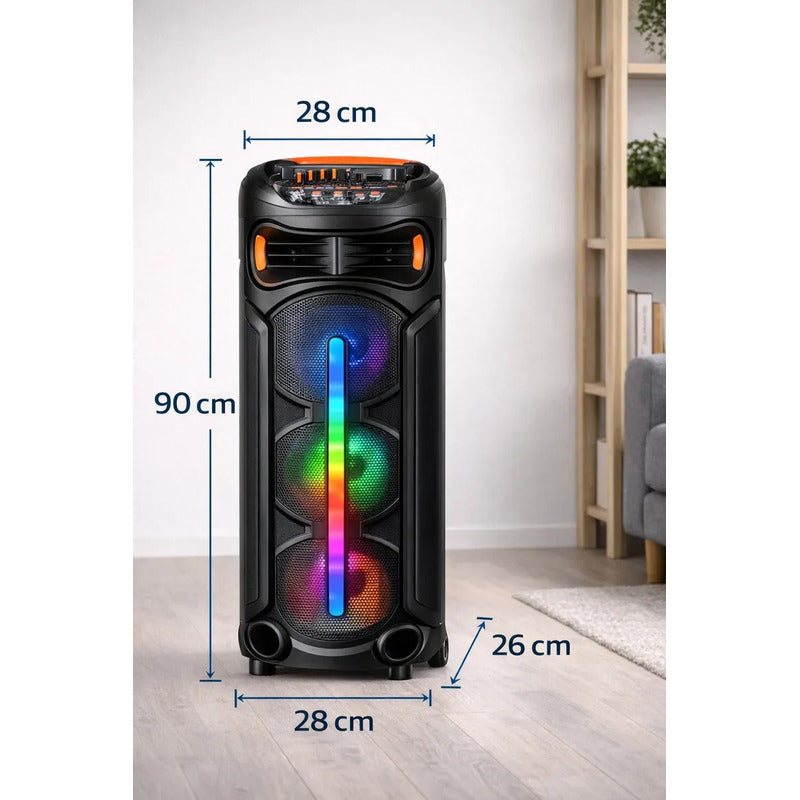 Parlante Bluetooth Portátil Tecnohogar Con Led Y Micrófono 90cm