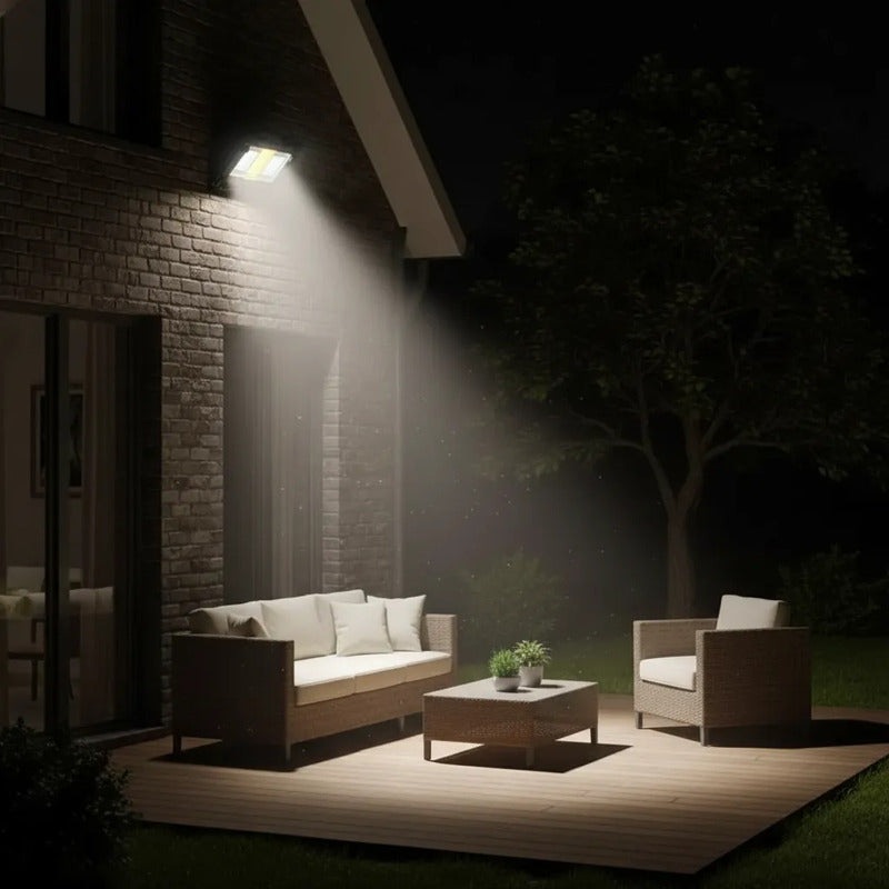Foco Reflector Led 200w / 400w Recargable Con Panel Solar Negro 200w