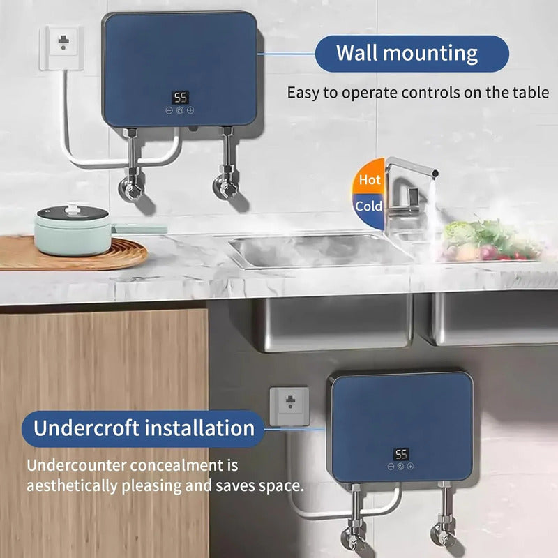 Calentador De Agua Eléctrico Agua Digital Instantánea Gris Glp