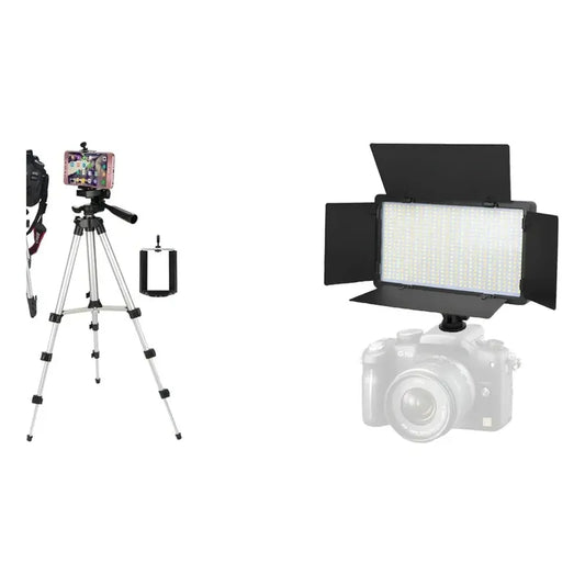 Kit Fotografía: Trípode Aluminio Telescópico 102cm + Luz Relleno Reflector Pro 600led Frío