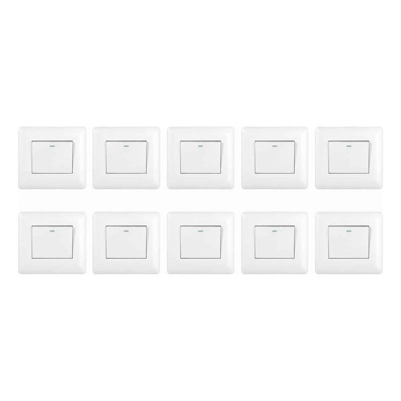 Pack 10 Interruptor Simple 250v Blanco Corriente Nominal 10a 10 A 250 Blanco
