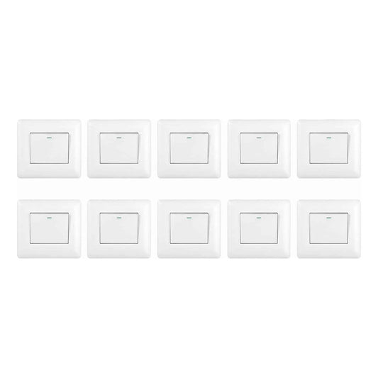 Pack 10 Interruptor Simple 250v Blanco Corriente Nominal 10a 10 A 250 Blanco