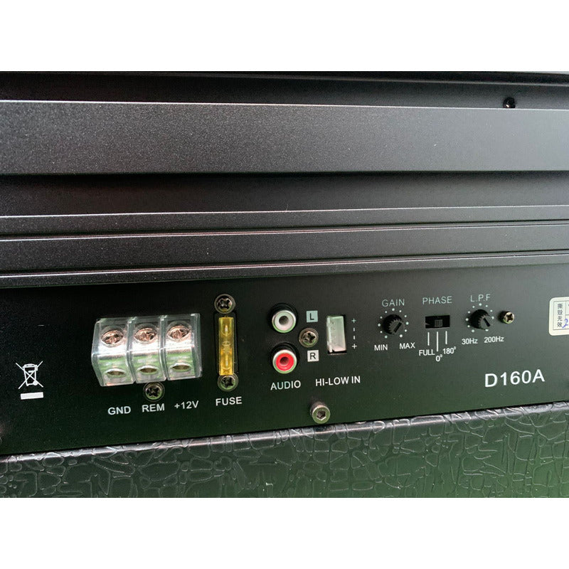 Subwoofer Doble Amplificado 2000w 10pul + Cable De Instalac Negro