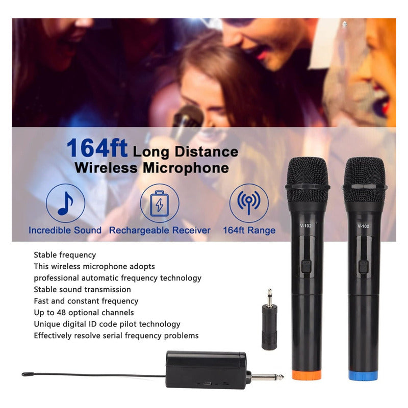 Pack X2 Microfonos Inalámbricos Karaoke Eventos Conferencias Negro