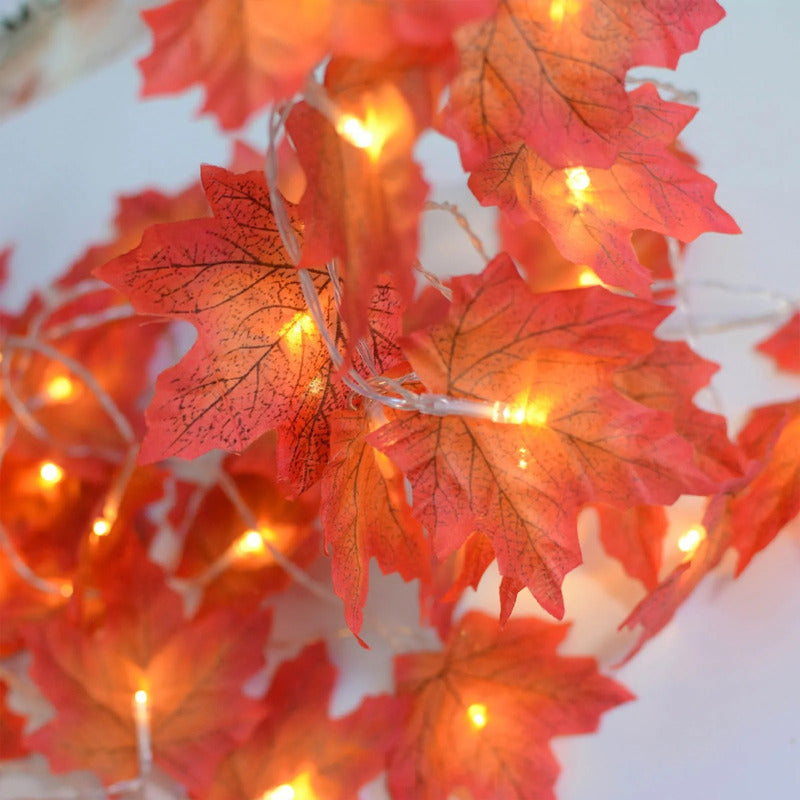 Luces Solar Guirnalda Hoja 30 Led Led Luz Cálida Navidad Cálida