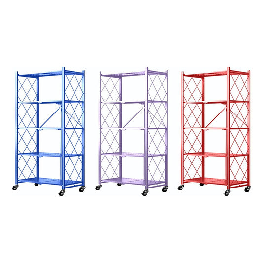 Estante Plegable Multiuso Metal 5 Niveles Con Ruedas Rosa Claro