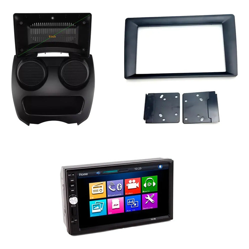 Kit Radio Byd: Bisel F0 2008-2012 9 Negro + Radio 2 Din Mirror Link Mp5 + Adaptador 9 A 7