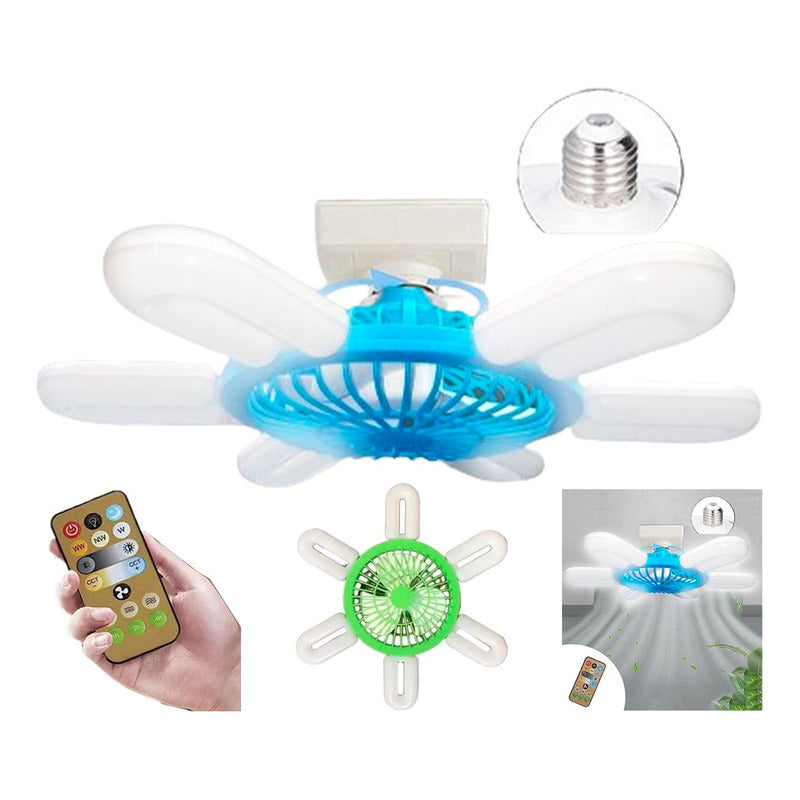 Ventilador De Techo Al Soquete Con Ampolleta Control Remoto 24 Cm 20 Blanco Plástico 3