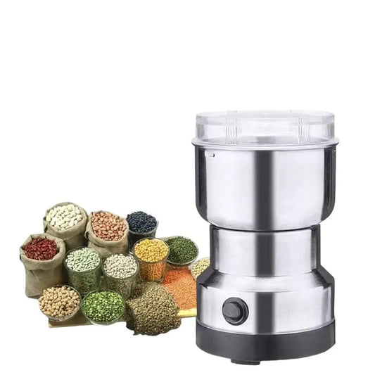 Molinillo Eléctrico De Granos Tecnohogar Moledor Multifunción Para Café Especias Cereales Frutos Secos Semillas Hierbas Acero Inoxidable Alta Velocidad Cocina Hogar Uso Profesional Compacto Plateado