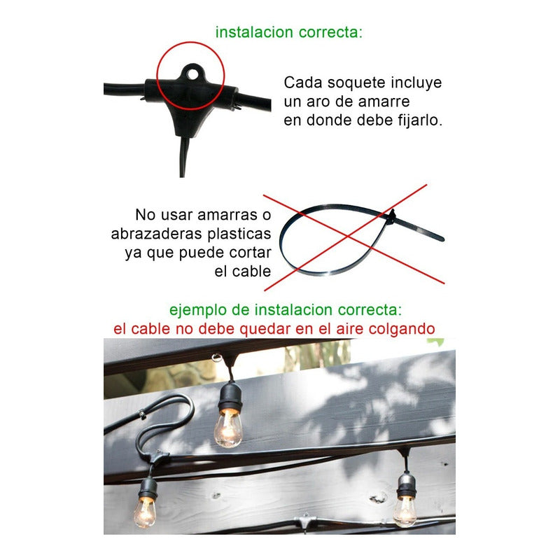 Soquete Guirnalda Terraza Patio Ampolletas Incluidas Decorac Cálida