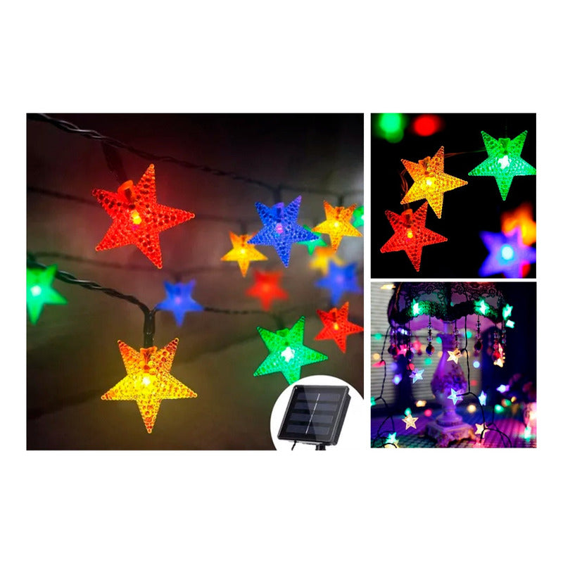 Estrellas Multicolor Led Guirnalda De Navidad Lineal Solar