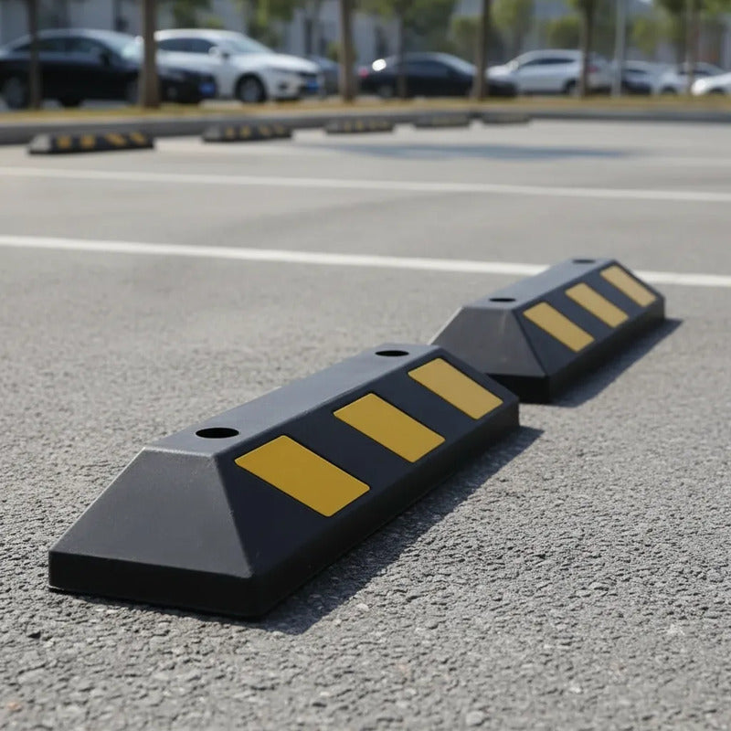 Pack X5 Tope De Estacionamiento Negro Amarillo Parking Negro