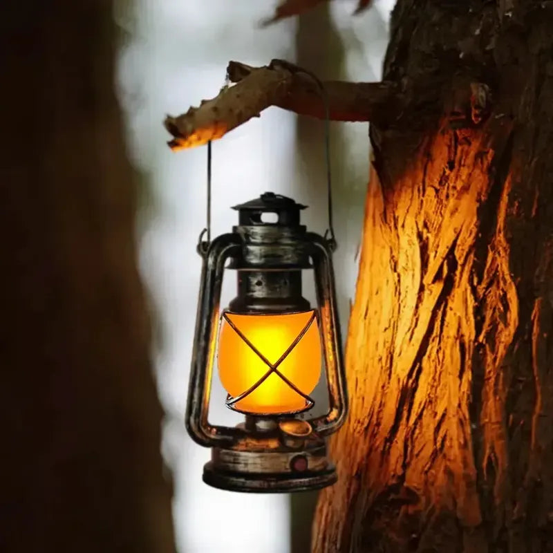 Lampara Vintage Camping Portátil Recargable Led Exteriores Marrón