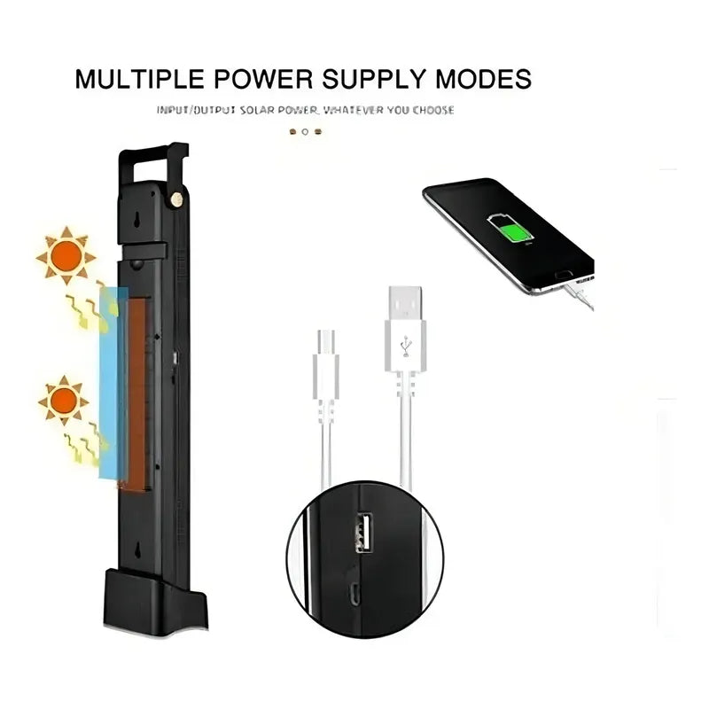 Lámpara Luz Solar De Emergencia Recargable 48 Led Foco Usb C Color Negro