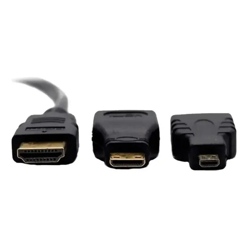 Cable Hdtv 3 En 1, Hdmi Con Adaptadores Mini Hd Y Micro Hd