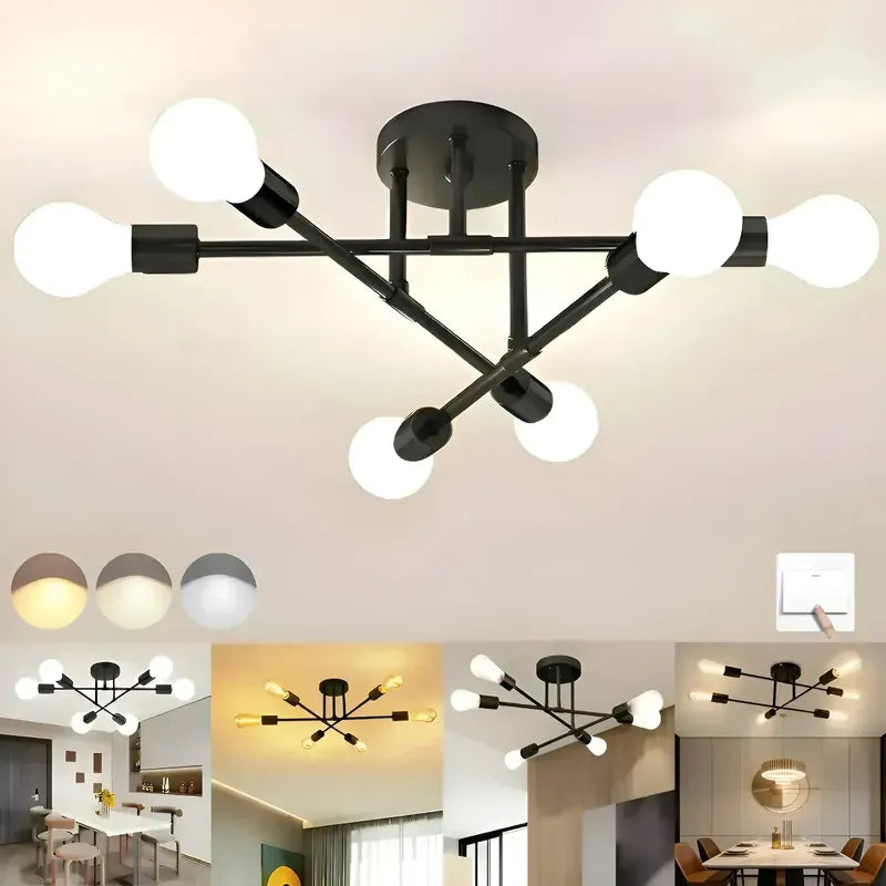 Lámpara Dormitorio Techo Moderna De 6 Luces