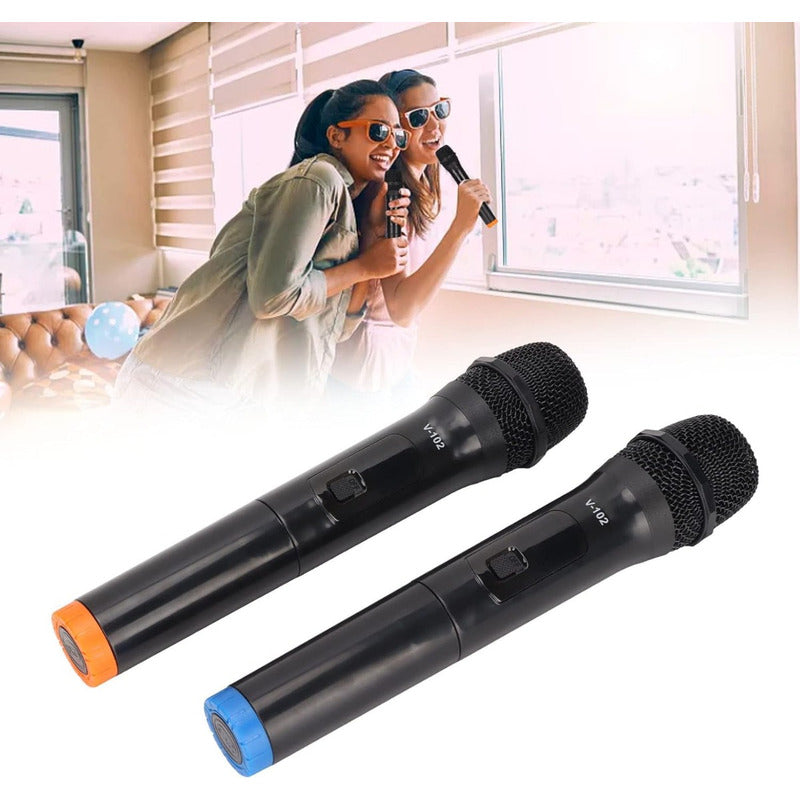 Pack X2 Microfonos Inalámbricos Karaoke Eventos Conferencias Negro