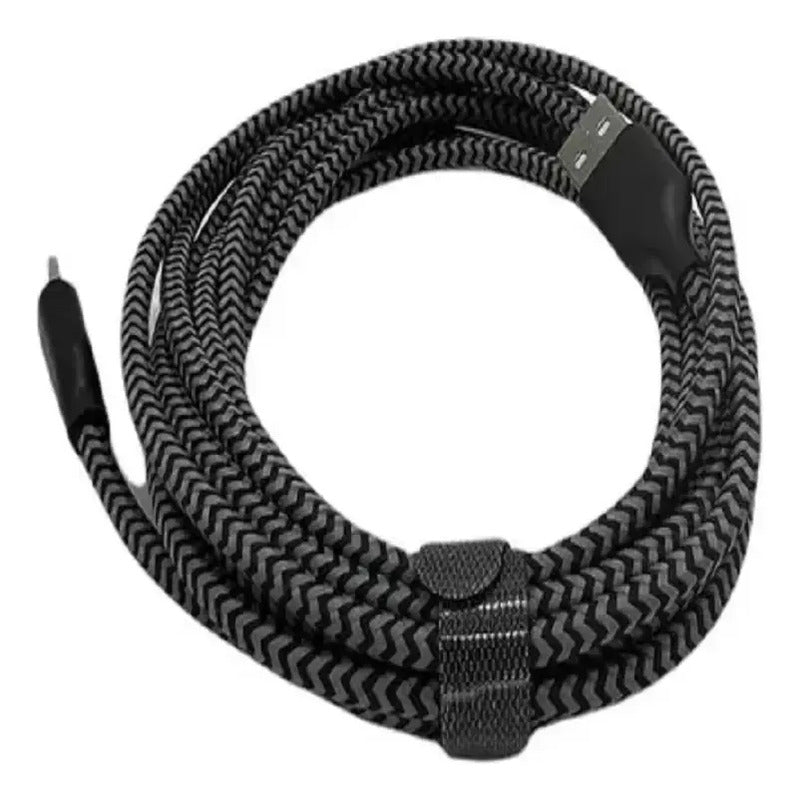 Cable Usb-c De 3 Mts Largo Reforzado Carga Rapida Negro