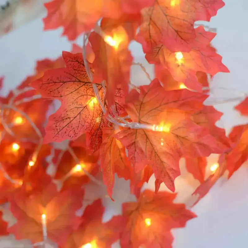 Luces Solar Hojas Otoño  Guirnalda Navidad 30 Led Luz Cálida Amarillo