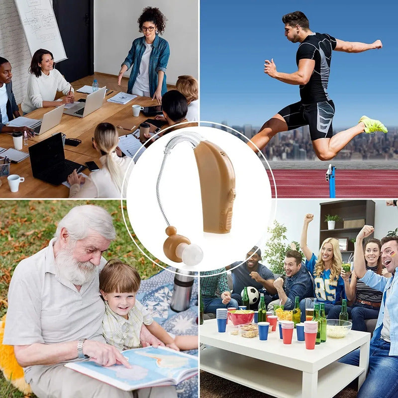 Audifono Amplificador Para Sordera Discapacidad Recargable Crema