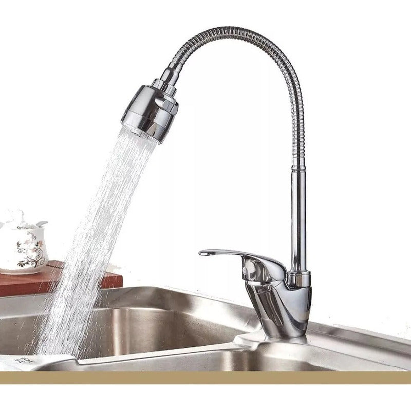 Llave Monomando Lavaplatos Flexible Fría Y Caliente Manguera Plateado