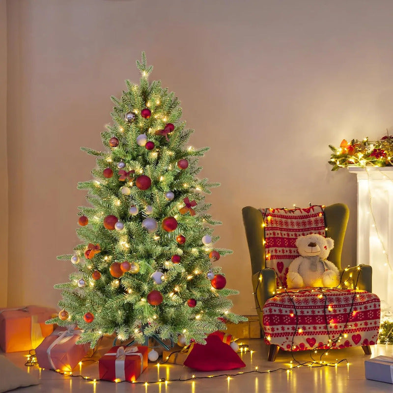 Arbol Navidad Con Luces Incorporadas + Estrella 1.70cm Verde