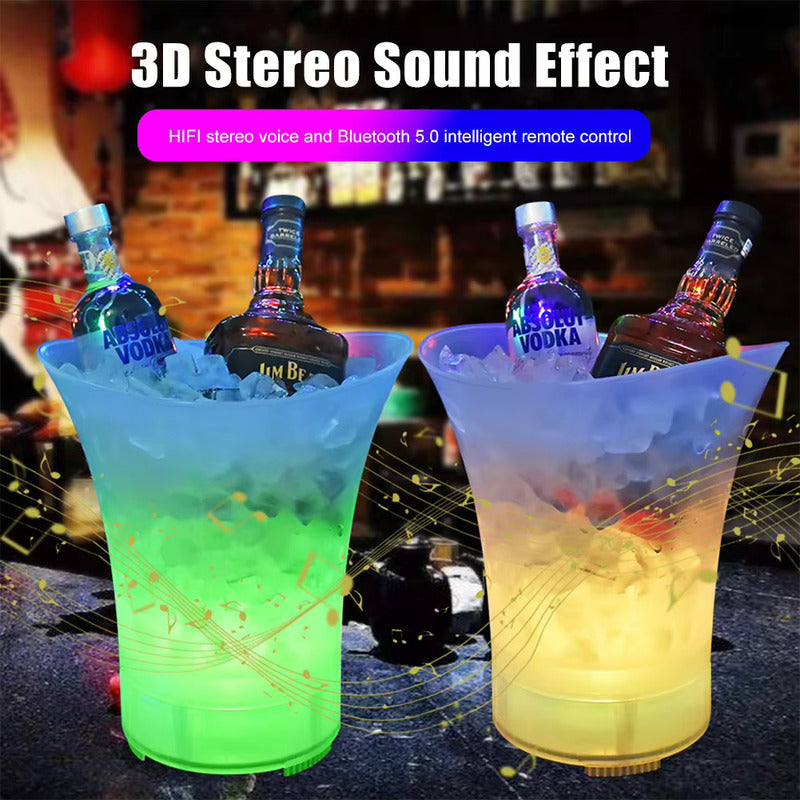 Pack X3 Hielera Bluetooth Recargable Con Parlante Luces Led Opaco Transparente