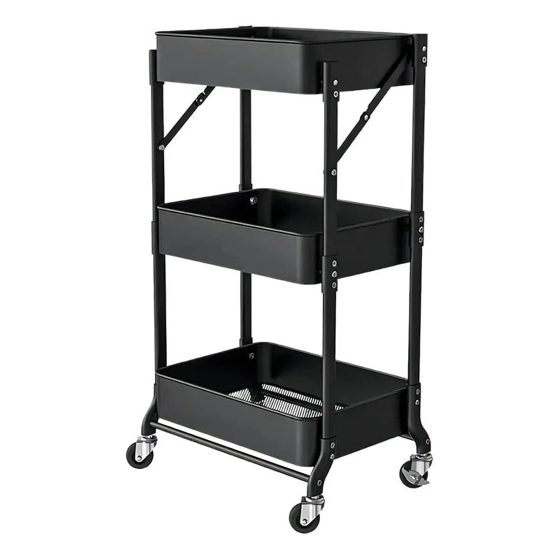 Cajones Con Ruedas Plástico Repisa Móvil Organizador Negro