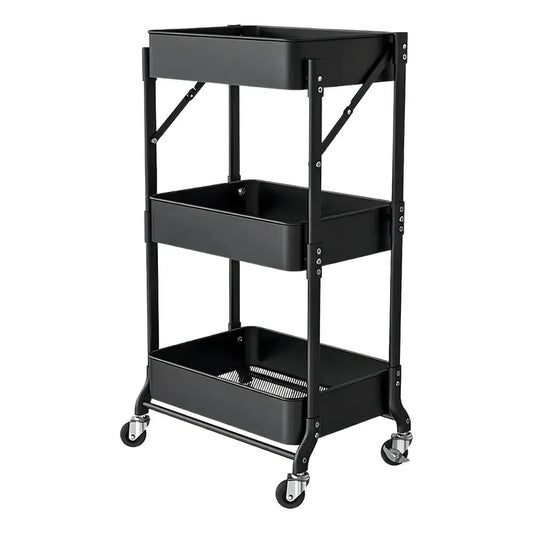 Cajones Con Ruedas Plástico Repisa Móvil Organizador Negro