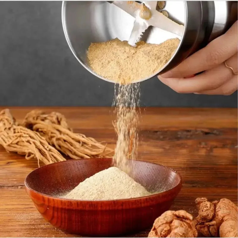 Molinillo Eléctrico De Granos Tecnohogar Moledor Multifunción Para Café Especias Cereales Frutos Secos Semillas Hierbas Acero Inoxidable Alta Velocidad Cocina Hogar Uso Profesional Compacto Plateado