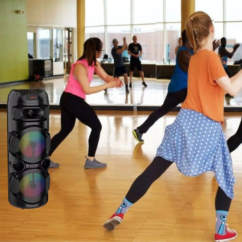 Parlante Inalambrico Portatil 80cm Bluetooth Led Microfono Negro