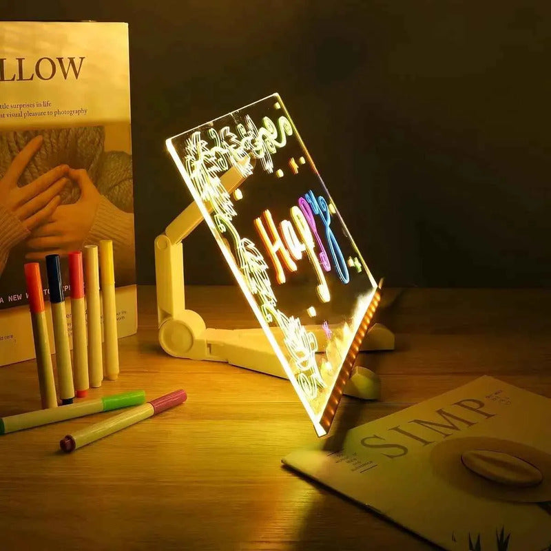 Pizarra Mágica Led Transparente 30x40 Con Soporte Y Plumones Agua