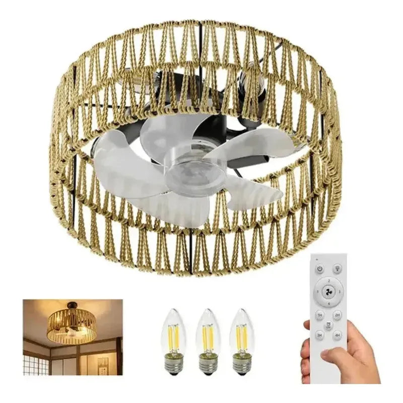Ventilador De Techo Con Luz Y Control Remoto Diseño Rústico