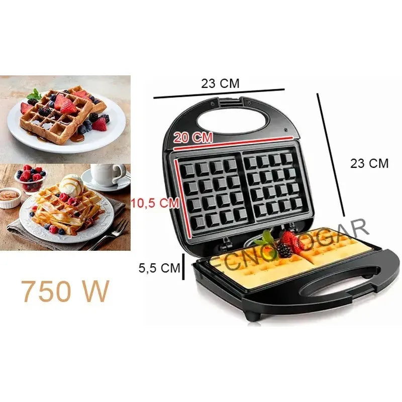 Maquina De Waffles En 5 Min Wafflera Doble Pequeña Negro