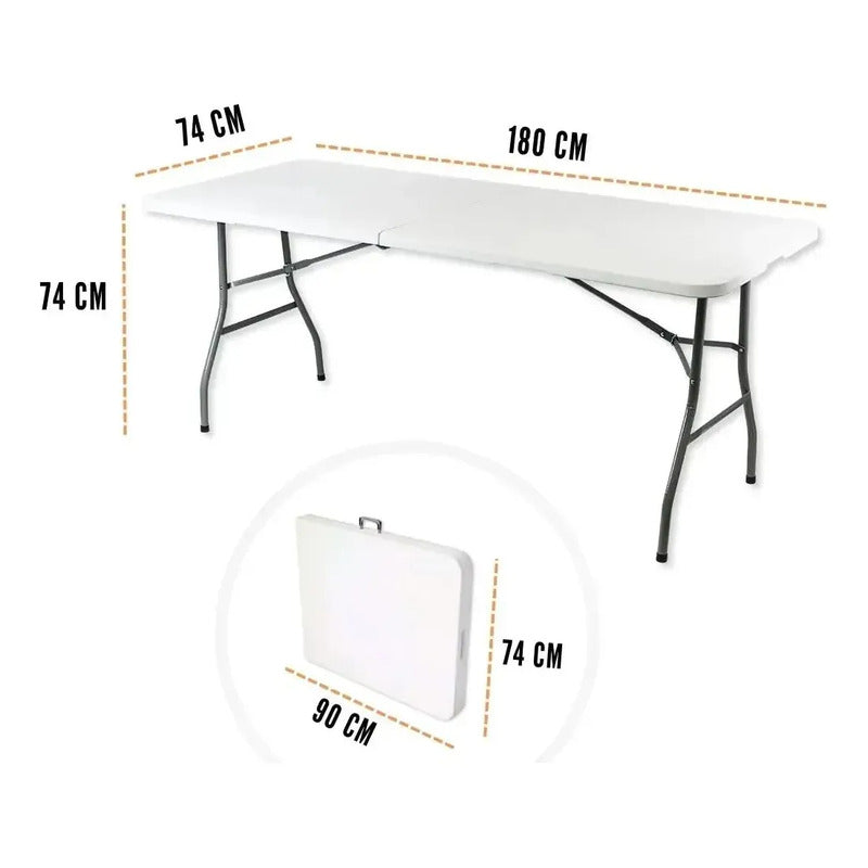 Mesa Plegable Resistente Interior/exterior + Mantel Navideño Blanco