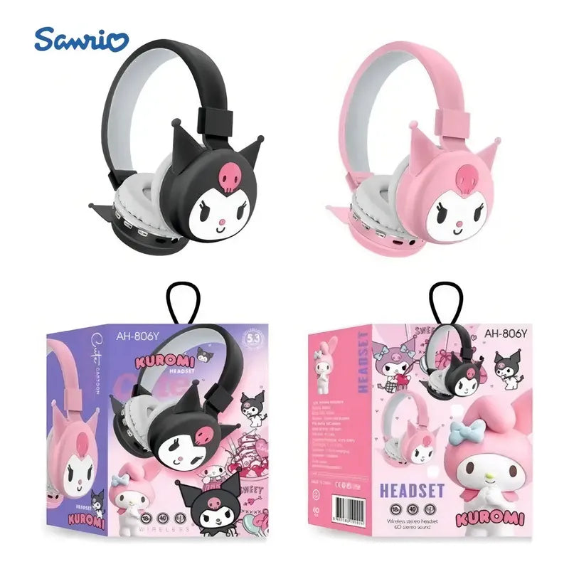 Audífonos Diadema Diferentes Personajes Bluetooth Ajustables Color Kuromi Negro