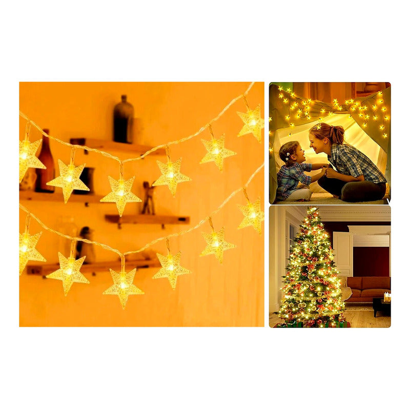 Estrellas Luces Led Solar Navidad Guirnalda Cinta Lineal