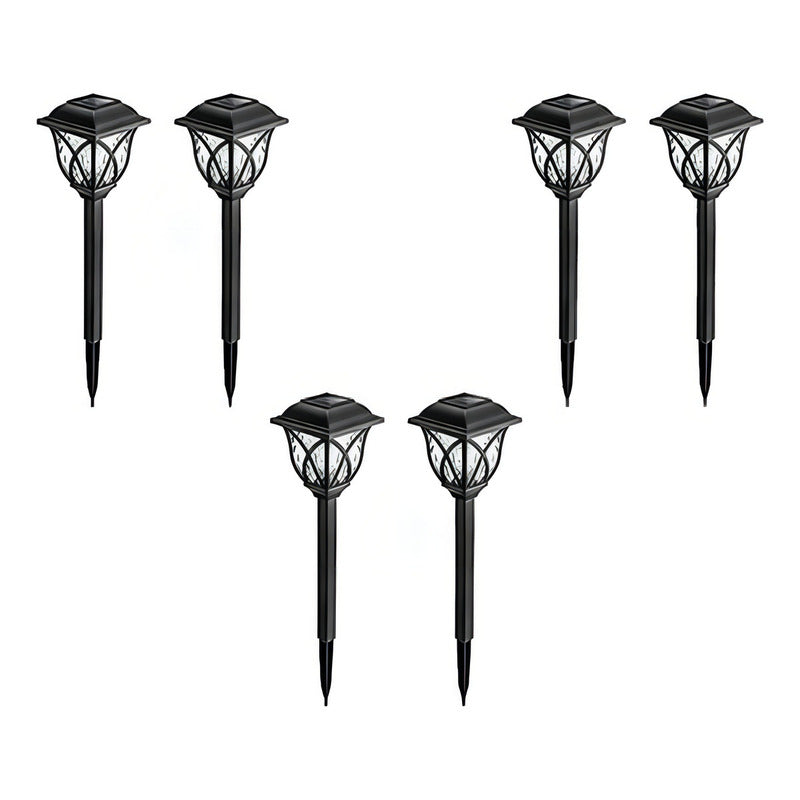 Farol Solar Negro 6 Luces Frías Exterior Jardín Inalámbrico Tecnohogar