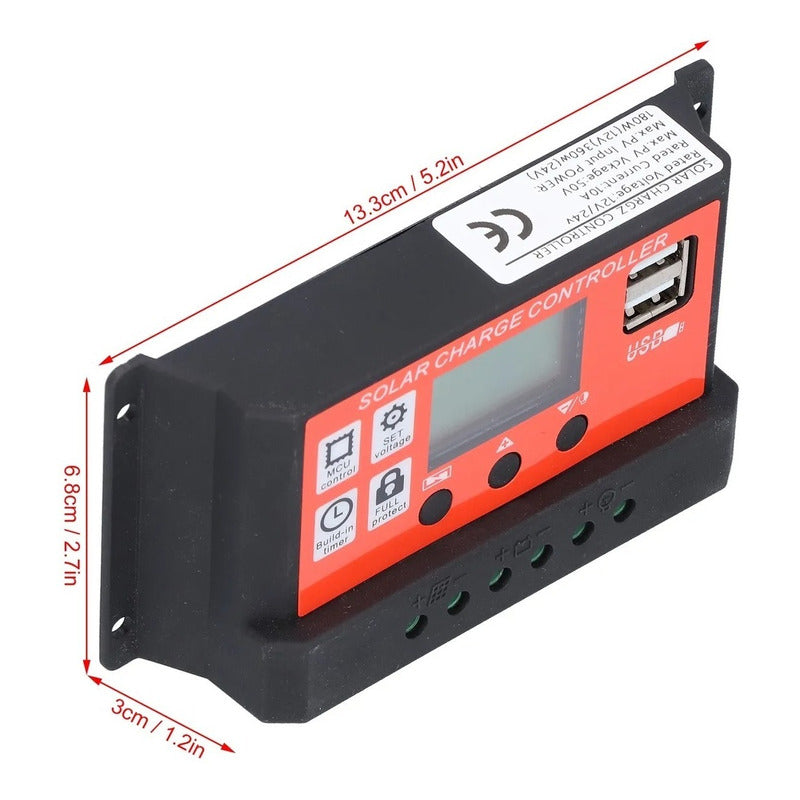 Regulador De Controlador De Carga Solar 20a 12v/24v Pwm Lcd