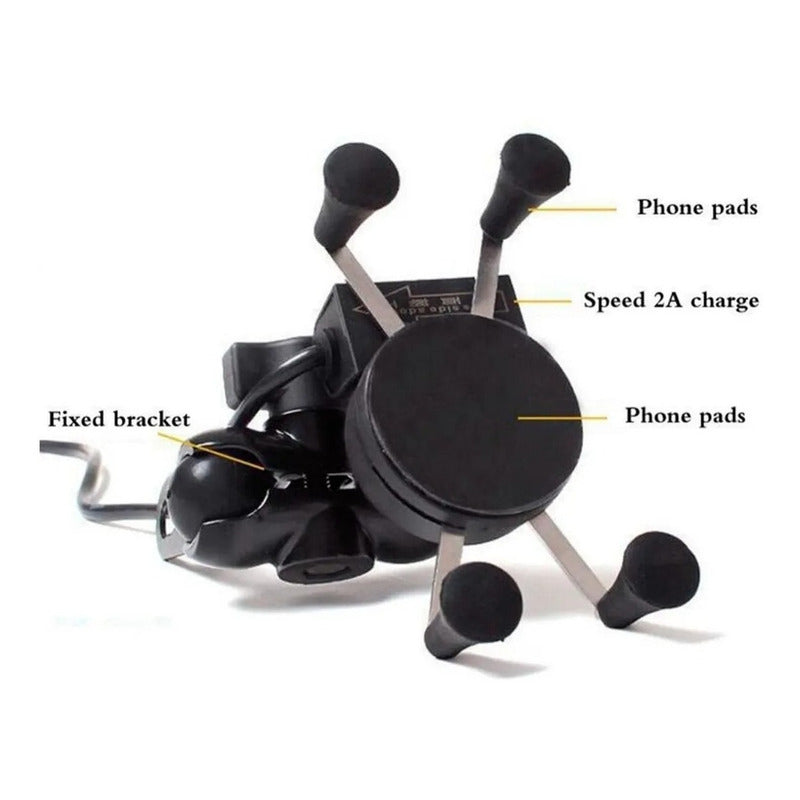 Soporte Con Cargador Usb Celular Para Moto Tipo X